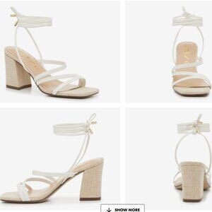 Unisa Canarie Sandal Beige/White Size 6 Wrap Block Heels